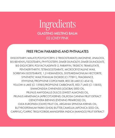 Glasting Melting Balm - High-Shine Hydrating Tinted Lip Balm - Buildable Gloss & Vegan Formula - Korean Glossy Lip Balm with Shea Butter 0.12 oz (#02 Lovey Pink) - Buy Online on GoSupps.com