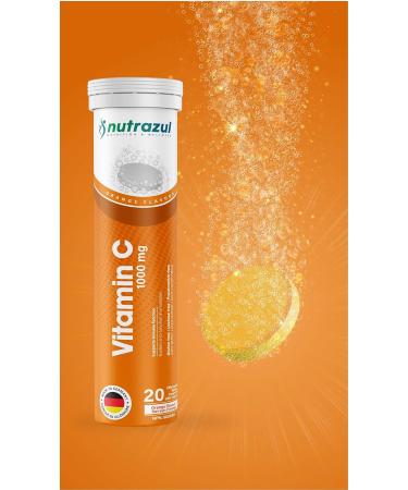 Nutrazul Vitamin C 1000mg Effervescent Tablets - Orange (Pack of 5 X 20) | 100 Days Supply | Gluten Free Lactose Free Sugar Free & Preservative Free | Maintains Immune Function - Buy Online on GoSupps.com