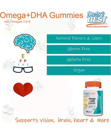 Doctor's Best Omega + DHA Gummies - Omega 3-6-9 with Citrus Flavor | 90 Count - Buy Online on GoSupps.com