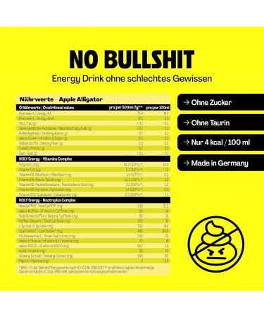 Holy Energy Gaming Booster 'Apple Alligator' - Vegan Focus Drink with Newcaff & Green Tea Extract | 50 Portions | Natural Apple Flavor - Buy Online on GoSupps.com