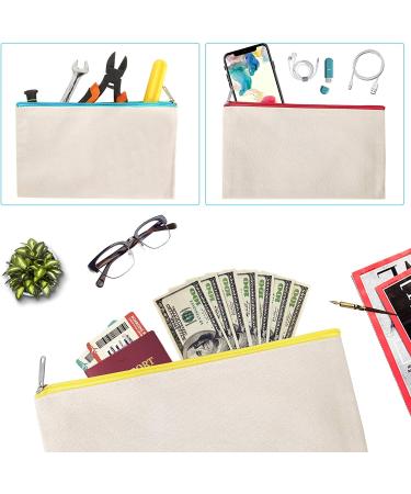 Sinzip 12-Piece Cotton Canvas Makeup Bag Set | Multipurpose Cosmetic & Travel Toiletry Pouch with Zipper | DIY Craft & Pencil Bag | Small Size - Buy Online on GoSupps.com