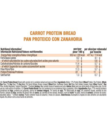 Weider Protein bread with carrots. Protein bread containing 11 g of protein and 5% carrots per slice. With fiber and low in s - Buy Online on GoSupps.com
