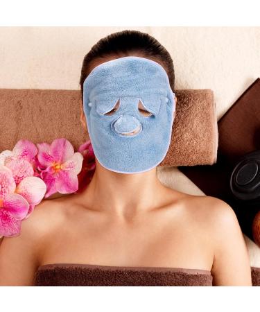 TOYANDONA Serviette Masque Visage en Polaire Corail Bleue Serviette Chaude Absorbante et Hydratante Visage Trois Trous et Bande R glable Amovible Domicile et Spa - Buy Online on GoSupps.com