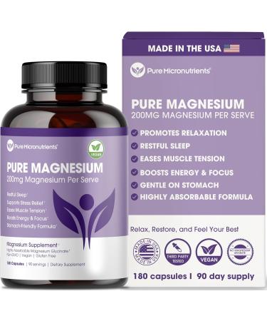 Pure Micronutrients Magnesium Glycinate Supplement (Chelated) 200mg 180 Count - Buy Online on GoSupps.com