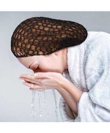 3-Piece Black Mesh Hair Net Set - Rayon Crochet Hair Nets, Knit Snood Hat, Crocheted Sleep Cap - Buy Online on GoSupps.com
