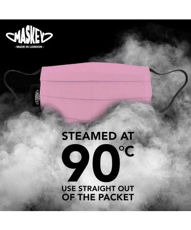MASKEY Pink Washable Reusable Face Mask | 3 Layers Blended Cotton | Unisex & Stylish | Made in London UK | Lasts 100+ Washes - Buy Online on GoSupps.com