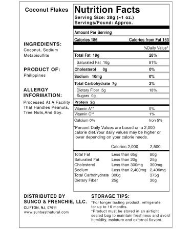 Sunbest Natural Coconut Flakes - Unsweetened, Non-GMO, Vegan, Kosher - 12 Oz - Buy Online on GoSupps.com