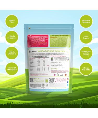 Organic Wheatgrass Powder - High in Fiber, Vitamin E, Potassium, and Iron - Pure Vegan Wheat Grass from Germany (250g) - Buy Online on GoSupps.com