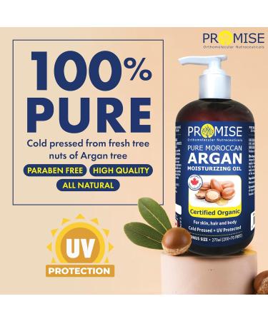 100ml PURE MOROCCAN ARGAN Oil Certified Organic Cold Pressed + UV Protected For Hair Skin and Nails Made in Canada(100ml) 100 ml (Pack of 1) - Buy Online on GoSupps.com