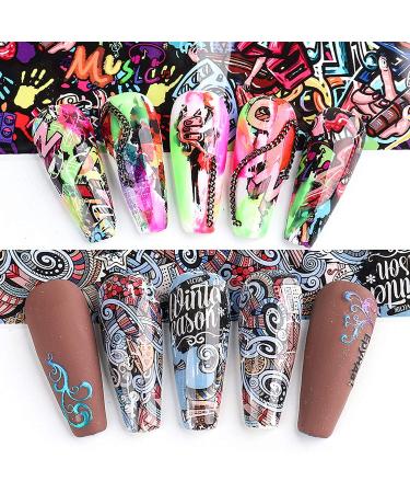 Graffiti Nail Art Foil Stickers - Holographic Transfer Decals for Women & Girls - Buy Online on GoSupps.com