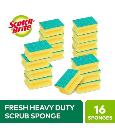 Scotch-Brite Fresh Heavy Duty Scrub Sponge 16 Pieces - Green - Cleans Tough Messes, Food-Trapping Resistant - Buy Online on GoSupps.com