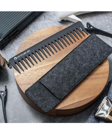 HYOUJIN 601 Black Carbon Wide Tooth Detangling Comb - Heat Resistant - Ideal for Long, Wet, Straighten, Curly Hair - Cutting Set - Buy Online on GoSupps.com