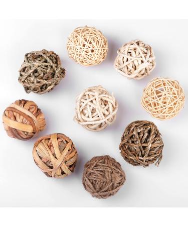 RABBITP 9 Pcs Rabbit Chew Toys for Treat and TeethNatural Grass Willow Balls for Bunny, Rabbit, Hamster, Guinea Pig Pet Supplies.