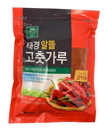 Korean Gochugaru Red Chili Pepper Powder Coarse by Taekyung (500G) 500 g (Pack of 1)