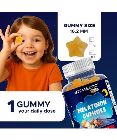 Vitamatic Sugar-Free Kids 1mg Melatonin Gummies - Pineapple & passionfruit Flavored - 90 Gummies - Buy Online on GoSupps.com
