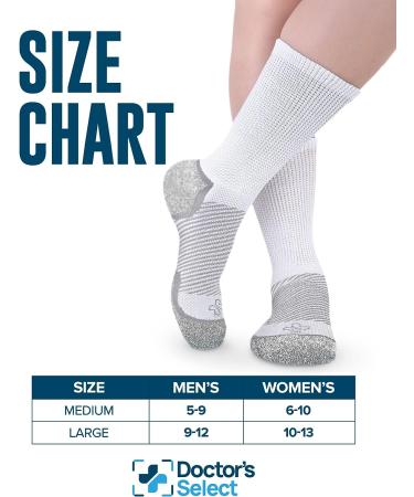 Doctor's Select Diabetic Socks - 4 Pairs for Men and Women | Neuropathy Socks | Diabetic Socks for Men | Medium Grey Heel/Toe Design - Buy Online on GoSupps.com