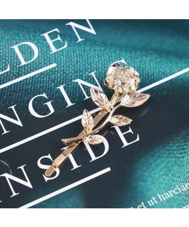 Yheakne Rose Hair Clip Pin Vintage Gold One Word Clip Hair Clip French Rose Retro Bobby Pins Decorative Hair Accessories for Women and Girls (Rose) - Buy Online on GoSupps.com