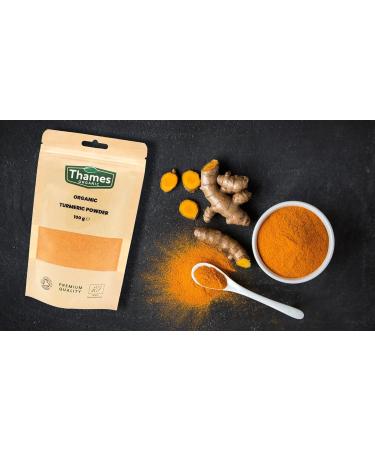 Thames Organic 100g Turmeric Powder - Pure & Natural, GMO-Free, Certified Organic - Ideal for Cooking & Baking - 100% Additive & Preservative-Free - Buy Online on GoSupps.com