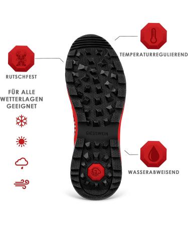 Giesswein Sportschuh Wool Cross X Men - Non-Slip Merino Wool Outdoor Shoes Breathable Trekking Footwear with Micro-Grip Sole - Size 44 EU Flame Red - Buy Online on GoSupps.com