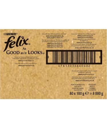 Purina Felix Cat Jelly with Beef Chicken Cod and Tuna 80 x 100 g - Buy Online on GoSupps.com