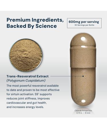 HPN S(9) Sirtuin Booster Ultra Pure Trans Resveratrol Healthy Aging Antioxidant Supplement High Performance Nutrition 30 Capsules - Buy Online on GoSupps.com