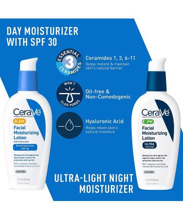 CeraVe Acne Skin Care Set - Benzoyl Peroxide Face Wash, Retinol Serum, SPF AM Moisturizer, PM Moisturizer | 5oz Cleanser + 1oz Serum + 2oz AM Lotion + 2oz PM Lotion - Buy Online on GoSupps.com