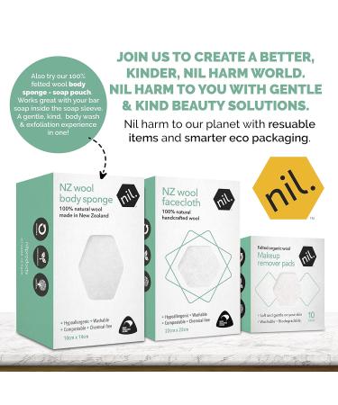 NIL Washable Makeup Remover Pads - Eco-Friendly Zero Waste Wipes for Gentle Cleansing - 10 Reusable Woolen Pads for Eyes Face & Lips - Buy Online on GoSupps.com