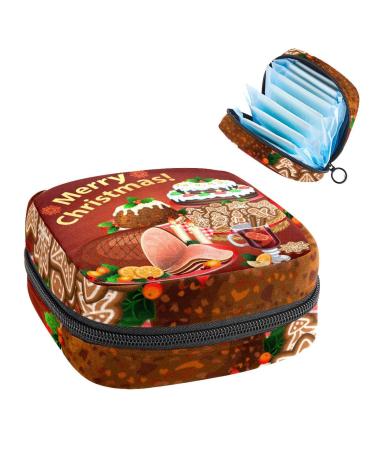 GIAPB Period Bag Sanitary Napkin Storage Bag Period Pouch Travel Makeup Bag Xmas Thanksgiving Day Turkey Color4087