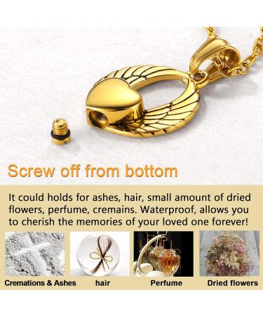 U7 Women's Gold Cremation Urn Necklace for Ash - Celtic Knot Dog Feet Wings Crucifix & Cylinder Pendant - Stainless Steel Burial Jewelry for Men - Buy Online on GoSupps.com