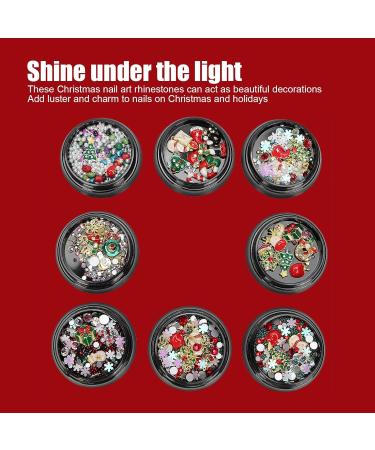 8 Boxes Christmas Nail Art Rhinestones mixed nail art Christmas nail accessories Metal Nail Studs for Christmas Nails Art Decoration Supplies - Buy Online on GoSupps.com