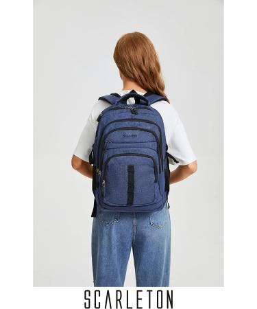 SCARLETON Multi Pocket Water Resistant Laptop Backpack - Navy Blue | Unisex School Bag with Headphone & USB Port | H203419 - Buy Online on GoSupps.com