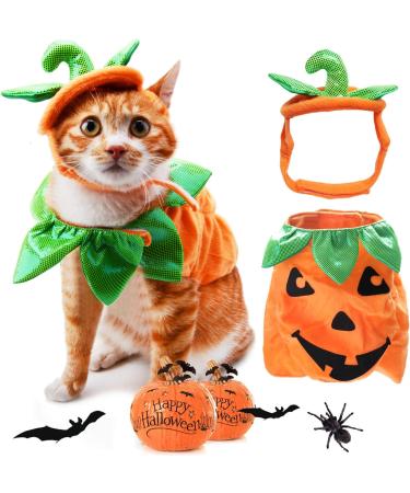 Legendog Cat Halloween Costume Cat Halloween Apparel Pumpkin Design Funny Pet Clothing Halloween Cat Outfit with Pumpkin Headwear for Cats and Puppy - Buy Online on GoSupps.com