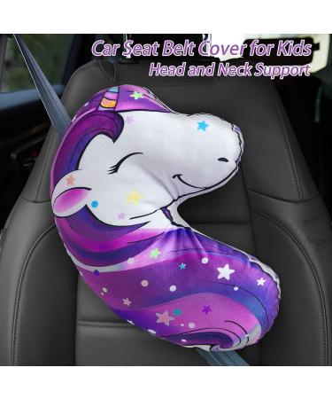 Beinou Unicorn Car Seat Belt Pillow - Soft Travel Cushion for Kids & Adults - Purple - Buy Online on GoSupps.com