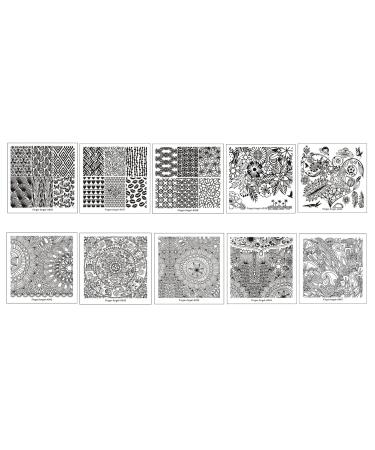 Finger Angel 10 Stamping Nail Art Plate Set | DIY Nail Art Tools with Green Rubber Stamper & White Bracket for Manicure | International Shipping - Buy Online on GoSupps.com