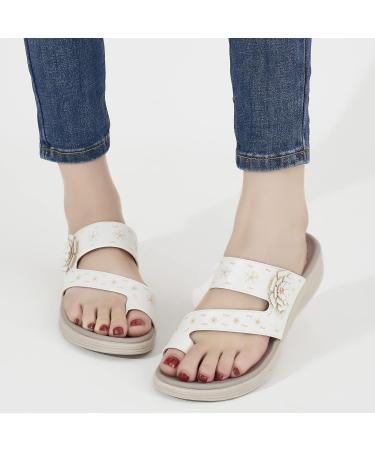 Ecetana Women's Arch Support Slide Sandals - Orthopedic Comfort Summer Sandals | White, Size 9 - Buy Online on GoSupps.com