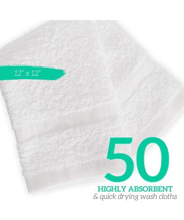 Green Lifestyle 100% Pure Cotton Washcloths 12x12 50 Pack - Soft Face Towels for Body and Face - White - Buy Online on GoSupps.com