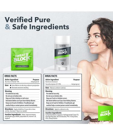SweatBlock Antiperspirant Deodorant - Max Clinical System for Excessive Sweating & Odor | 10 Wipes + Daily Stick - Buy Online on GoSupps.com