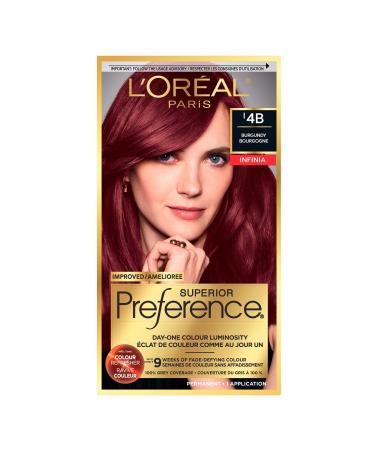 L'Oreal Paris Superior Preference 9 weeks of Luminous Fade-Defying Permanent Hair Dye 4B Burgundy 100% Grey Coverage 1 Hair Dye Kit (Packaging May Vary) Burgundy 3 Piece Set