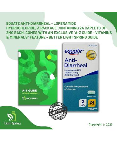 Equate Anti-Diarrheal 2 mg - Loperamide 24 Caplets (3 Pack) | Exclusive Vitamins & Minerals Bundle | A to Z Health Guide - Buy Online on GoSupps.com