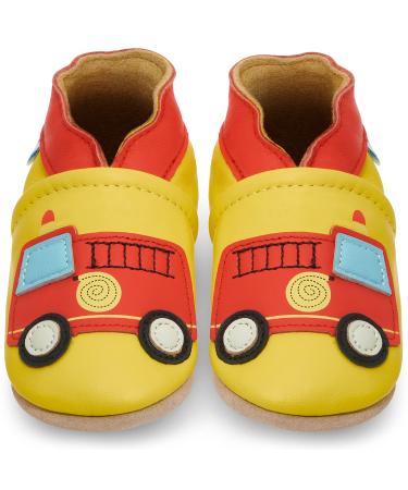 Baby Shoes with Soft Sole - Baby Girl Shoes - Baby Boy Shoes - Leather Toddler Shoes - Baby Walking Shoes 0-6 Months Firetruck