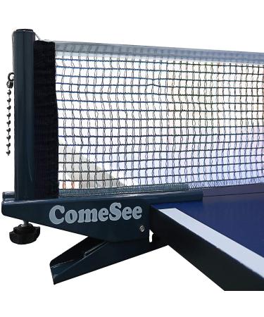 Comesee Ping Pong Net Set Table Tennis Table Post Professional Spring Activated Clamp with Net Clip Insert, 1.2 Inch Width Grip Holder, Tension and Height Adjustable Easy Set Up (Navy)