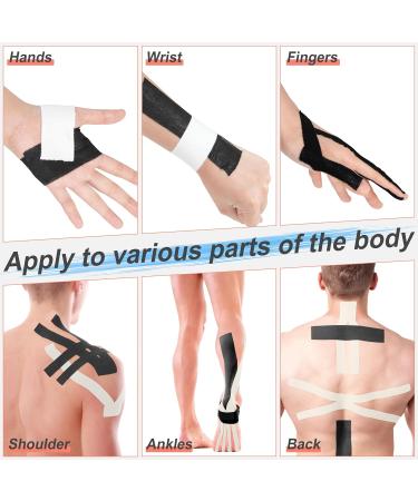 Buy Athletic Sports Tape - 4 Rolls No Sticky Residue Cotton for Soccer Climbing Medical Use - Latex Free 1.5" x 10 Yards (Black & White) International Shipping - Buy Online on GoSupps.com