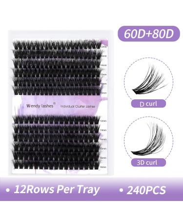 Premium 3D Individual Eyelashes 60p/80p - DIY Cluster Eyelash Extensions D Curl Fluffy Styles (12-16mm) - Perfect for Home Use - Buy Online on GoSupps.com