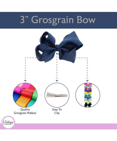 3 Inch Navy Grosgrain Bow Set for Little Girls - Pack of 2 - Buy Online on GoSupps.com