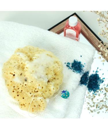 Natural Bathing Sponge - Tom & Pat Silk Sponge with Cord & Glass Trailer | Premium Quality Ideal Baby Sponge & DIY Natural Soap eBook - Buy Online on GoSupps.com
