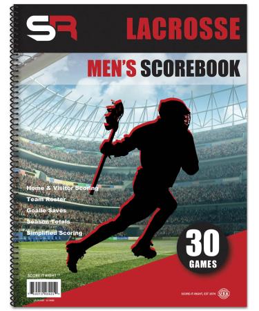 Score It Right Lacrosse Scorebook  24-Player Mens Score Keeping Book for 30 Games  Spiral Bound Mens Lacrosse Scorebook with Simplified Scoring Instructions  9.25 x 12-inch Scorebook Hardcover