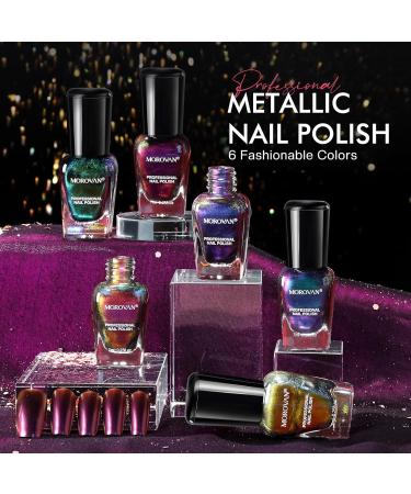 Morovan Holographic Metallic Nail Polish Set | Air Dry Glitter Lacquer for Women - 0.25oz Bulk Toenail Gift Kit - Buy Online on GoSupps.com