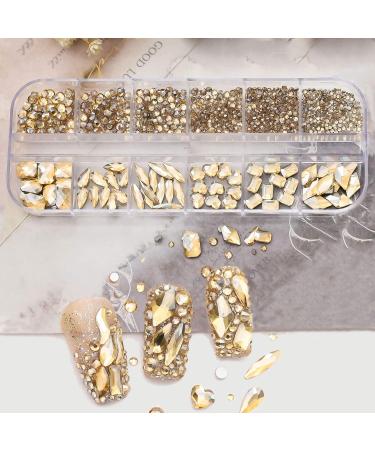 1130Pcs Champagne Gold Rhinestones for Nails | Nail Art Crystal Gem Stones | DIY Nail Jewelry Decoration | Women Girls (Champagne) - Buy Online on GoSupps.com