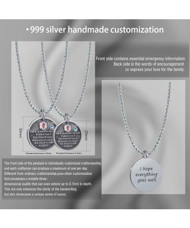 Custom Sterling Silver Medical Alert Necklace - Personalized Engraving & Vintage Pendant - Emergency ID Jewelry for Men & Women - 2 Crystal Styles - Buy Online on GoSupps.com