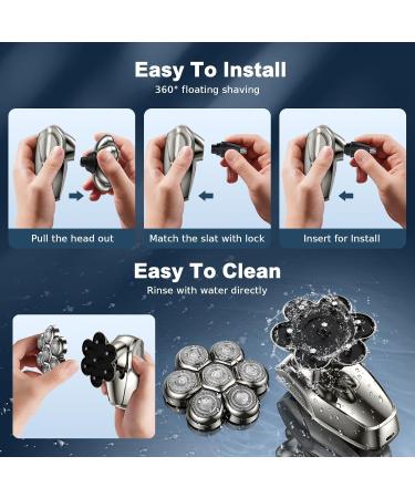 Buy 7D Head Shavers for Bald Men | 5 in 1 Waterproof Electric Razor & Grooming Kit - LED Display Type-C Charge - Buy Online on GoSupps.com